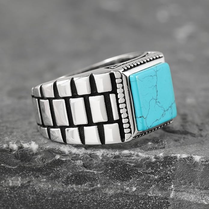 Chimoda Sterling Silver Rings for Men with Turquoise - Chimoda
