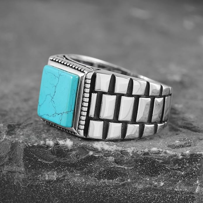 Chimoda Sterling Silver Rings for Men with Turquoise - Chimoda