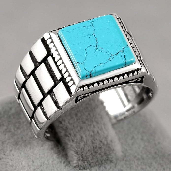 Chimoda Sterling Silver Rings for Men with Turquoise - Chimoda