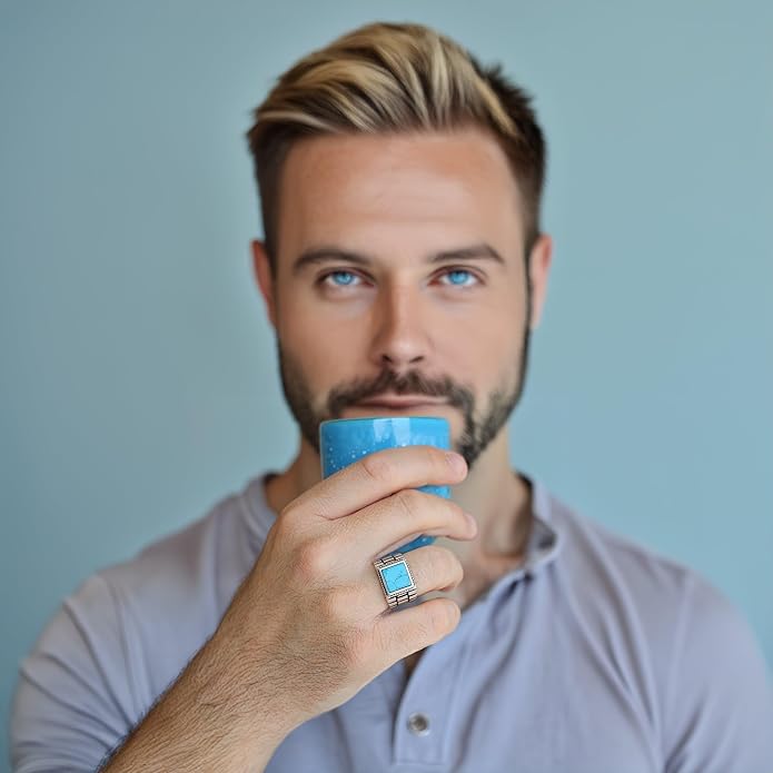 Chimoda Sterling Silver Rings for Men with Turquoise - Chimoda