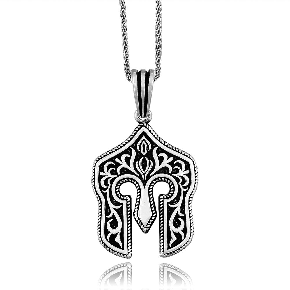 Chimoda Sterling Silver Mens Necklace Spartan Helmet Design Pendant