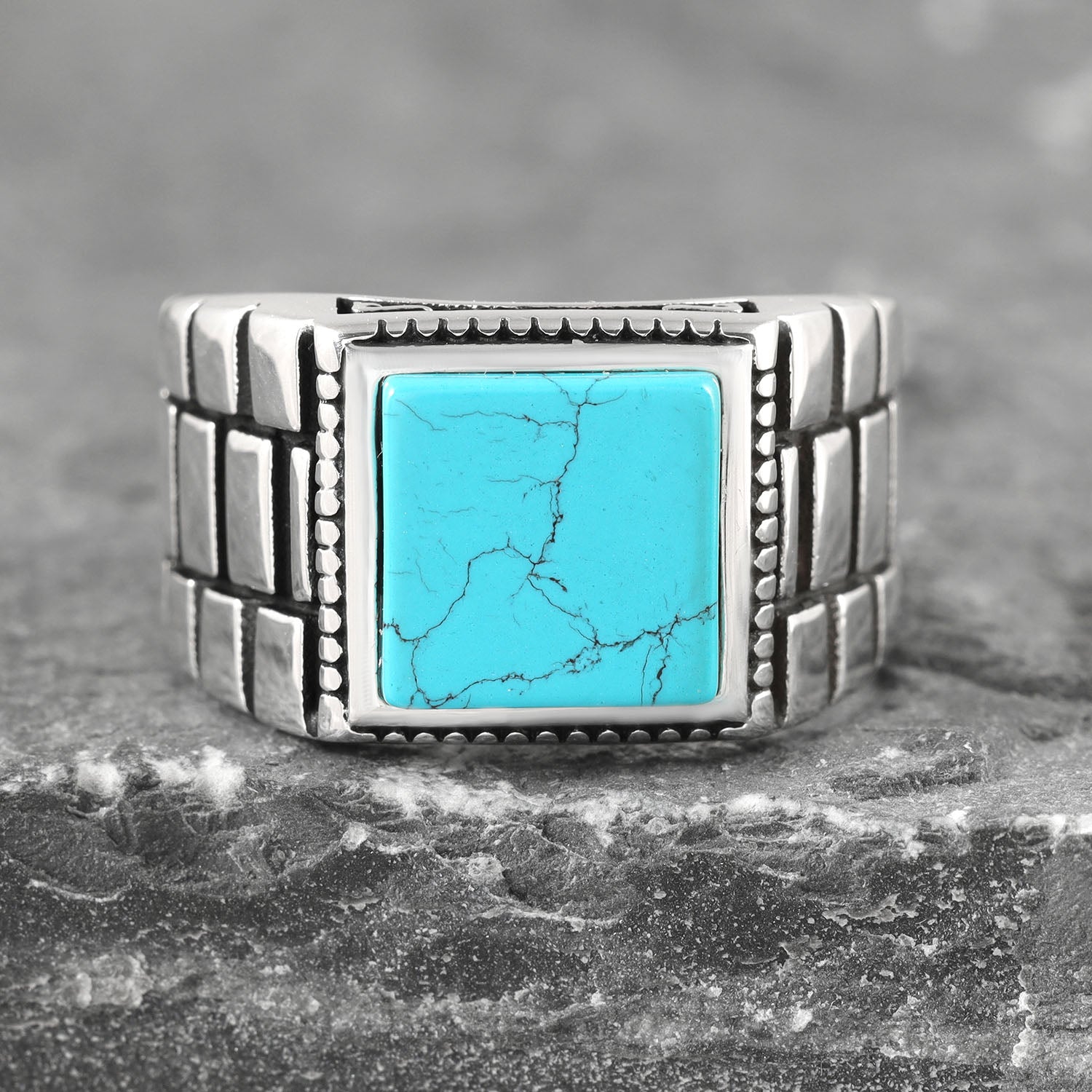 Chimoda Sterling Silver Rings for Men with Turquoise - Chimoda