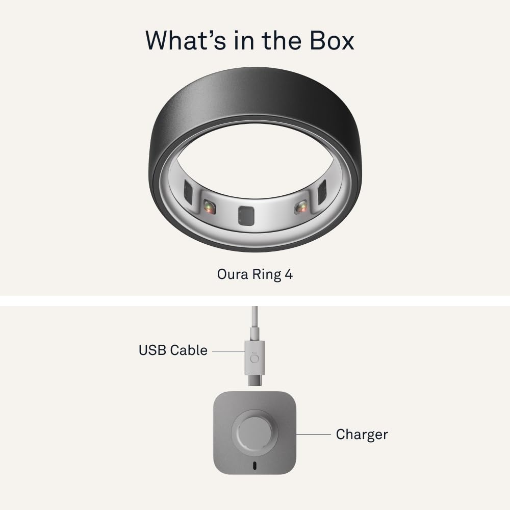 Oura Ring 4 - Silver - Size 10 - Smart Ring - Size First with Oura Ring 4 Sizing Kit - Sleep Tracking Wearable - Heart Rate - Fitness Tracker - Up to 8 Days of Battery Life