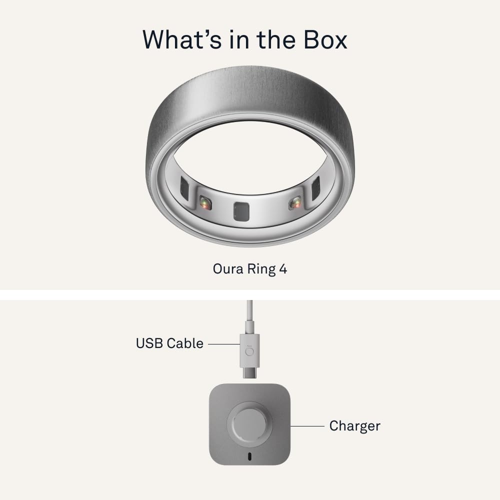 Oura Ring 4 - Silver - Size 10 - Smart Ring - Size First with Oura Ring 4 Sizing Kit - Sleep Tracking Wearable - Heart Rate - Fitness Tracker - Up to 8 Days of Battery Life