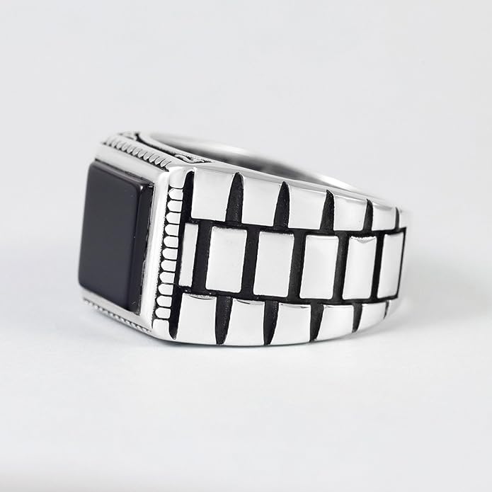 Sterling Silver Rings for Men with Black Onyx - Chimoda