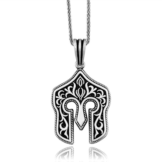 Chimoda Sterling Silver Mens Necklace Spartan Helmet Design Pendant