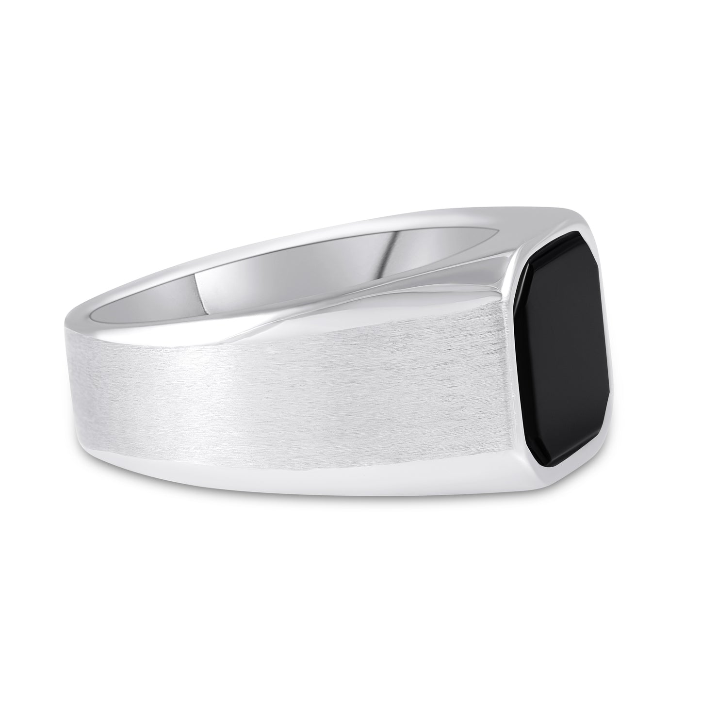 Stainless Steel Ring for Men with Black Agate Stone